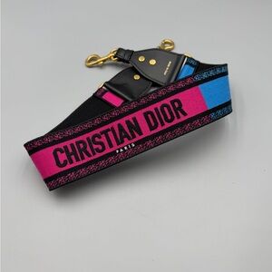 Dior Shoulder Guitar Strap Black/Pink/Blue